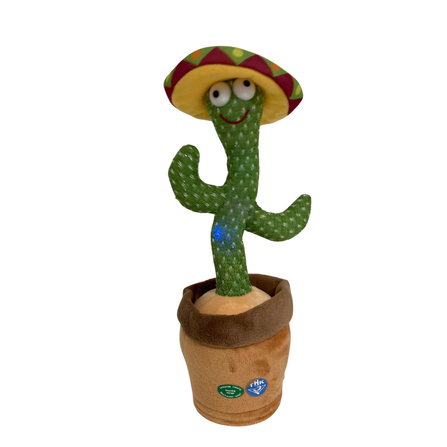 Jucarie Interactiva, Cactus Dansator THK cu Palarie Mexican, 120 melodii,  luminite, 32cm, Verde, Galben - THK | Elefant.ro