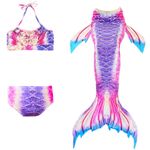 Set 3 piese Costum de baie  Sirena, multicolor, 150 cm fotografia produsului