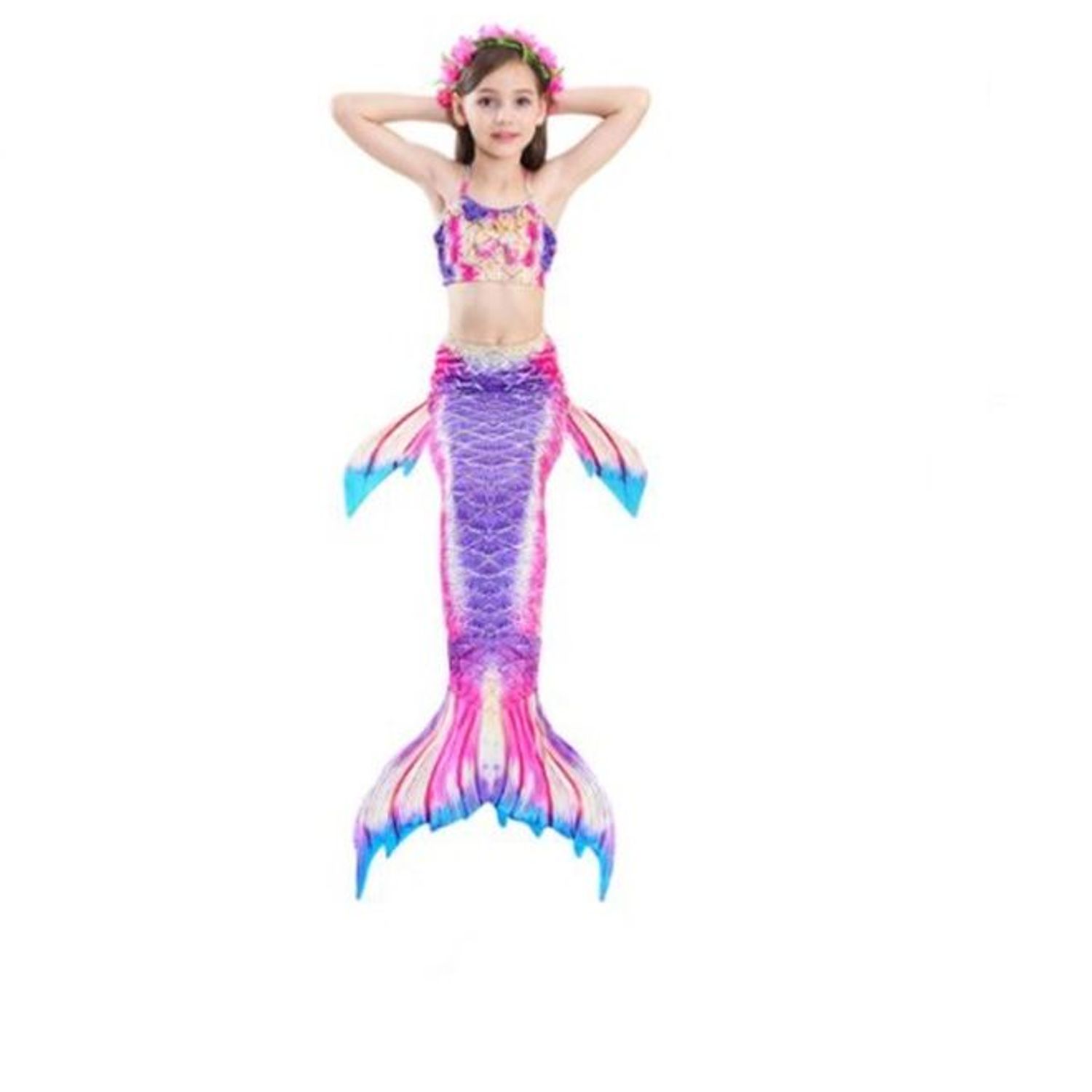Set 3 piese Costum de baie  Sirena, multicolor, 140 cm fotografia produsului View 2 L