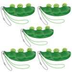 Set cinci jucarii antistres IdeallStore&reg;, pastaie de mazare, tip breloc, 6.5 cm, verde fotografia produsului
