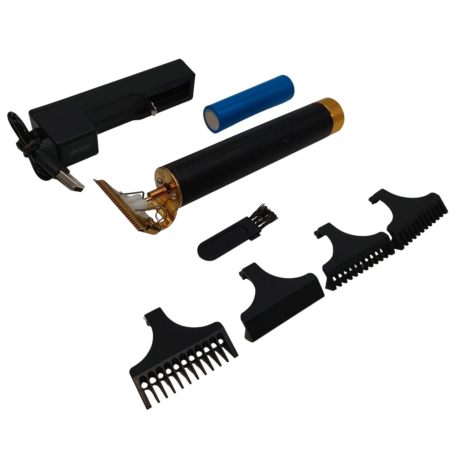 Aparat de tuns IdeallStore®, Clipper Madness, contur, tuns, barba, full metalic, 3 capete, 16 cm, negru fotografia produsului