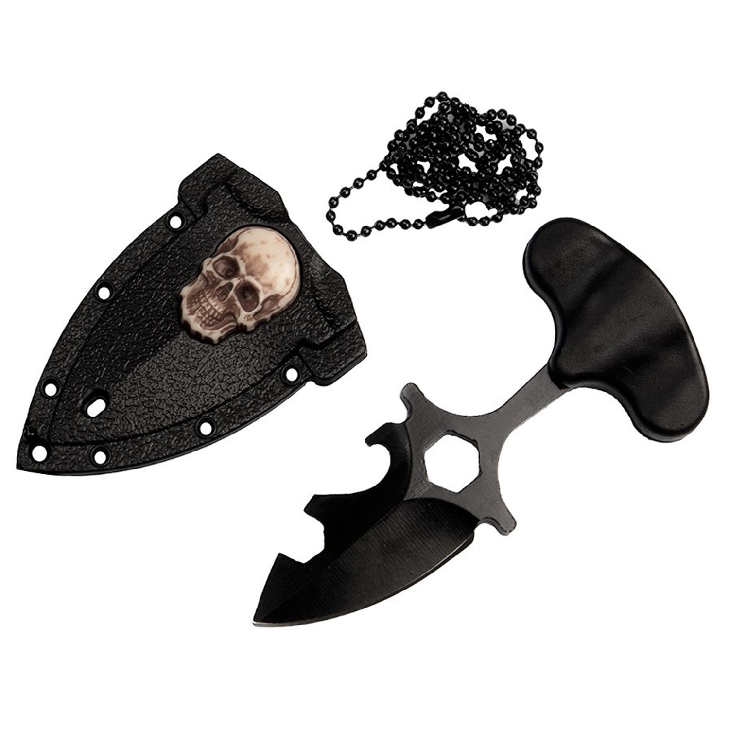 Cutit tactic de camping IdeallStore&reg;, Broken Death, 8 cm, negru, teaca inclusa fotografia produsului