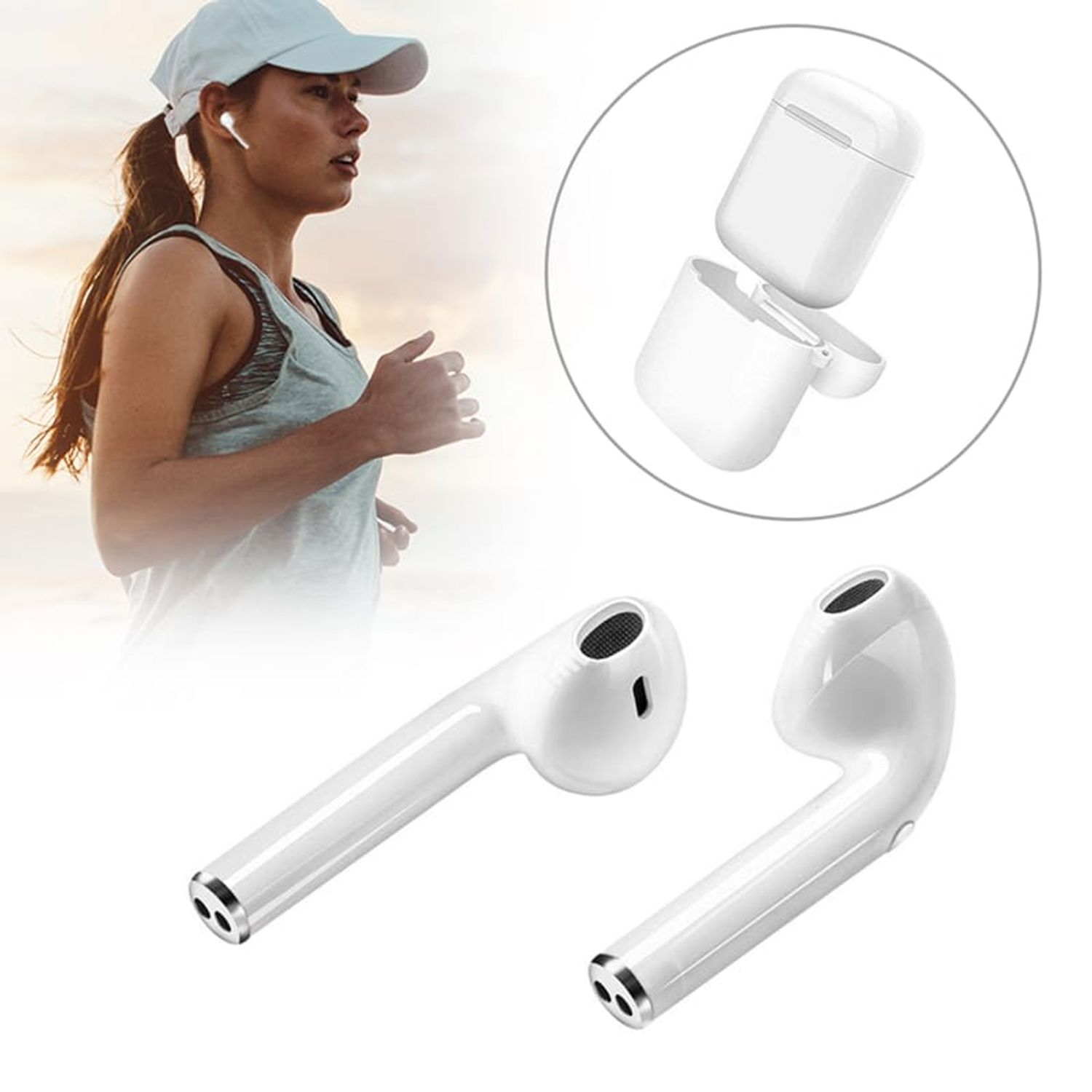 Casti bluetooth IdeallStore&reg; wireless, Your Time, 5.0, compatibile iOS si Android, albe fotografia produsului View 4 L