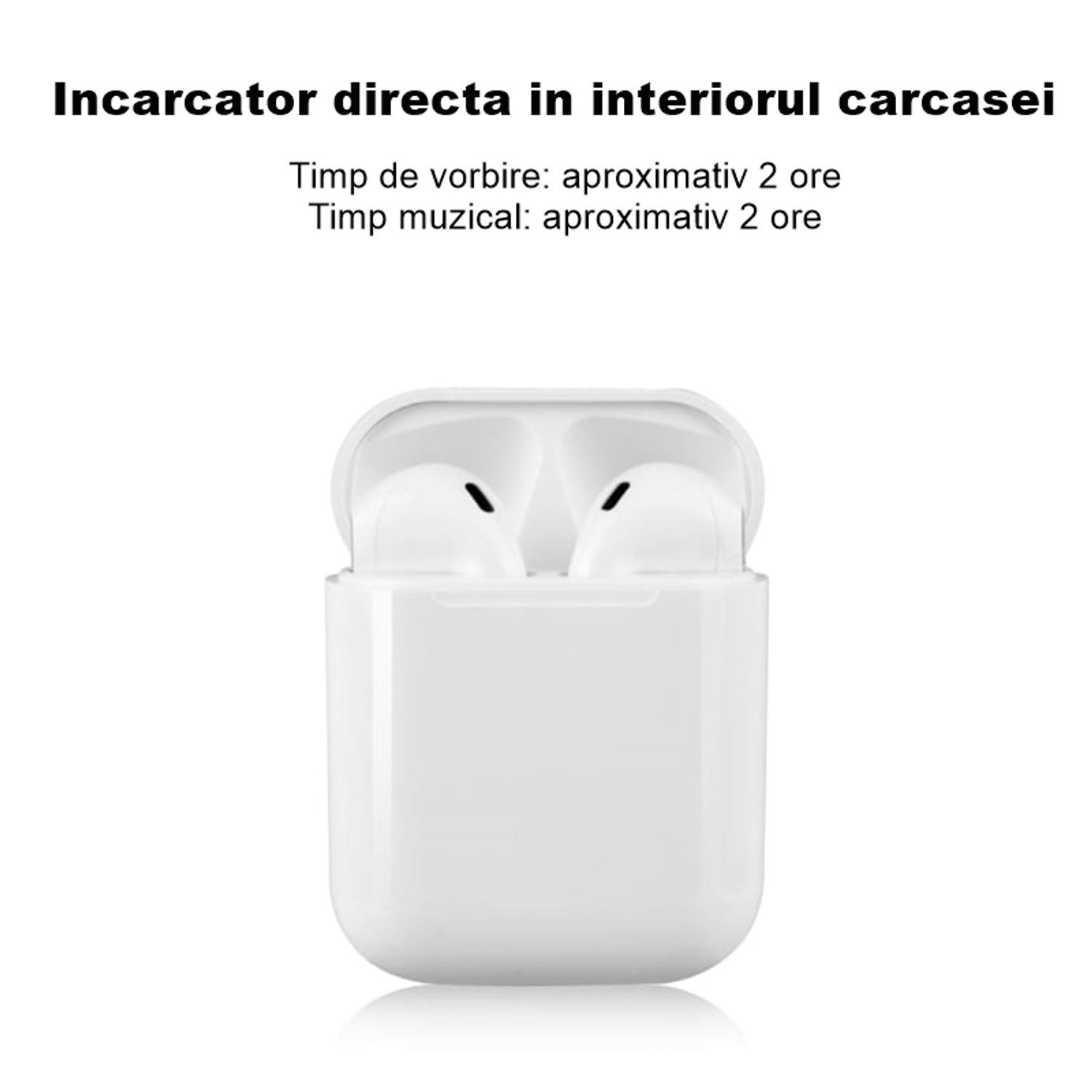 Casti bluetooth IdeallStore&reg; wireless, Your Time, 5.0, compatibile iOS si Android, albe fotografia produsului View 5 L