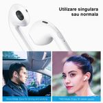 Casti bluetooth IdeallStore&reg; wireless, Your Time, 5.0, compatibile iOS si Android, albe fotografia produsului View 7 S