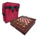 Joc sah IdeallStore&reg;, Chess Master, 30x30 cm, lemn, maro, geanta transport fotografia produsului