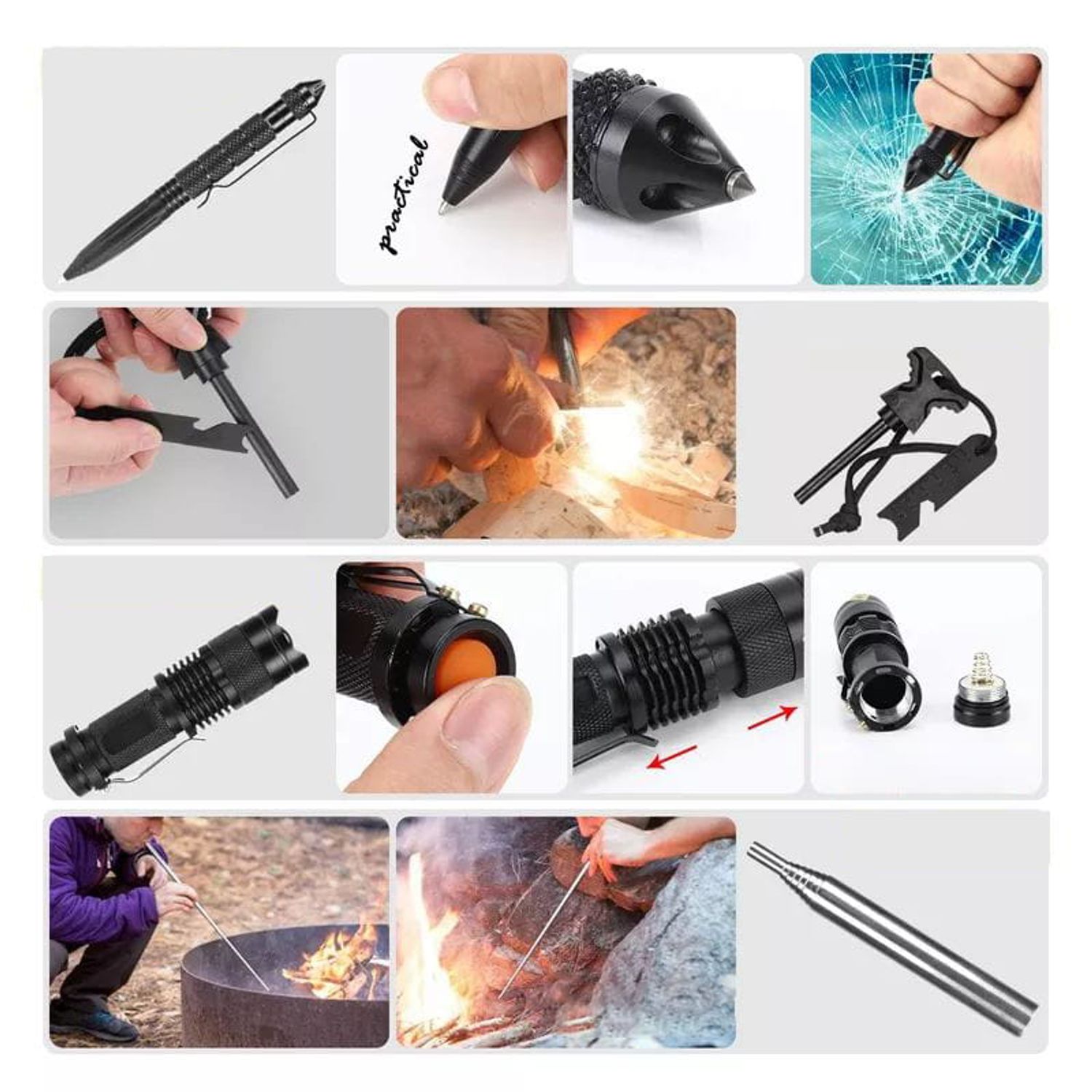 Kit de supravietuire IdeallStore&reg;, Savivour Master, 20 elemente multifunctionale, negru fotografia produsului View 10 L