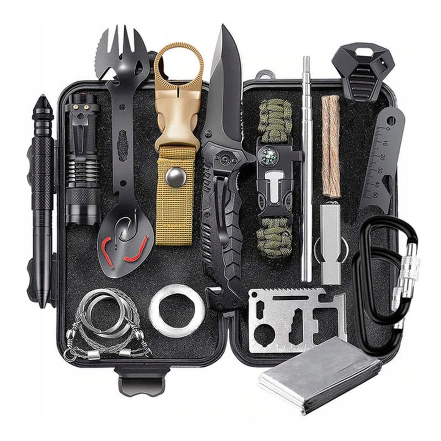 Kit de supravietuire IdeallStore&reg;, Savivour Master, 20 elemente multifunctionale, negru fotografia produsului