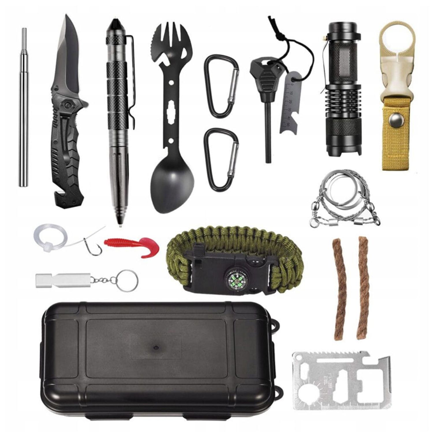 Kit de supravietuire IdeallStore&reg;, Savivour Master, 20 elemente multifunctionale, negru fotografia produsului View 2 L