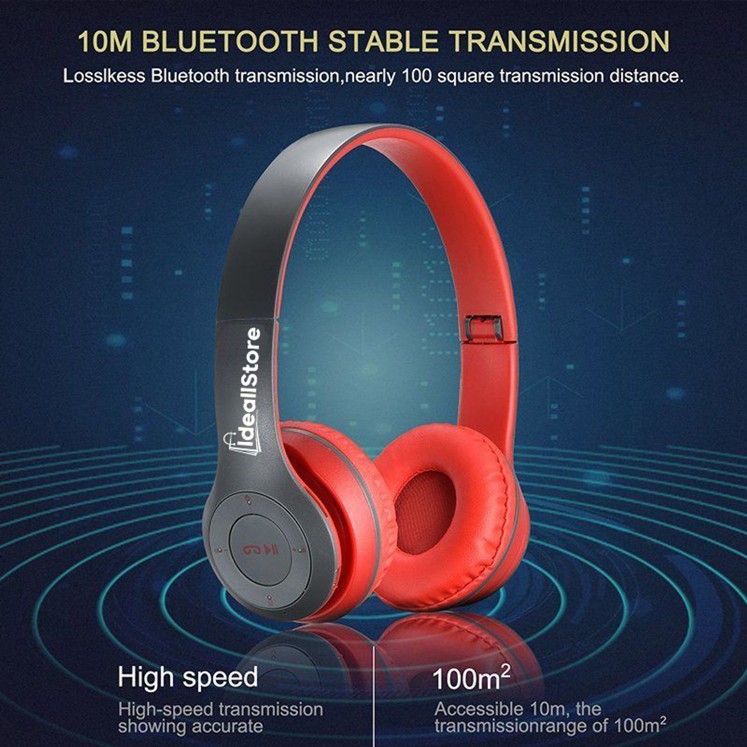 Casti bluetooth IdeallStore&reg; wireless, Street Style, 5.0, compatibile iOS si Android, gri fotografia produsului View 7 L