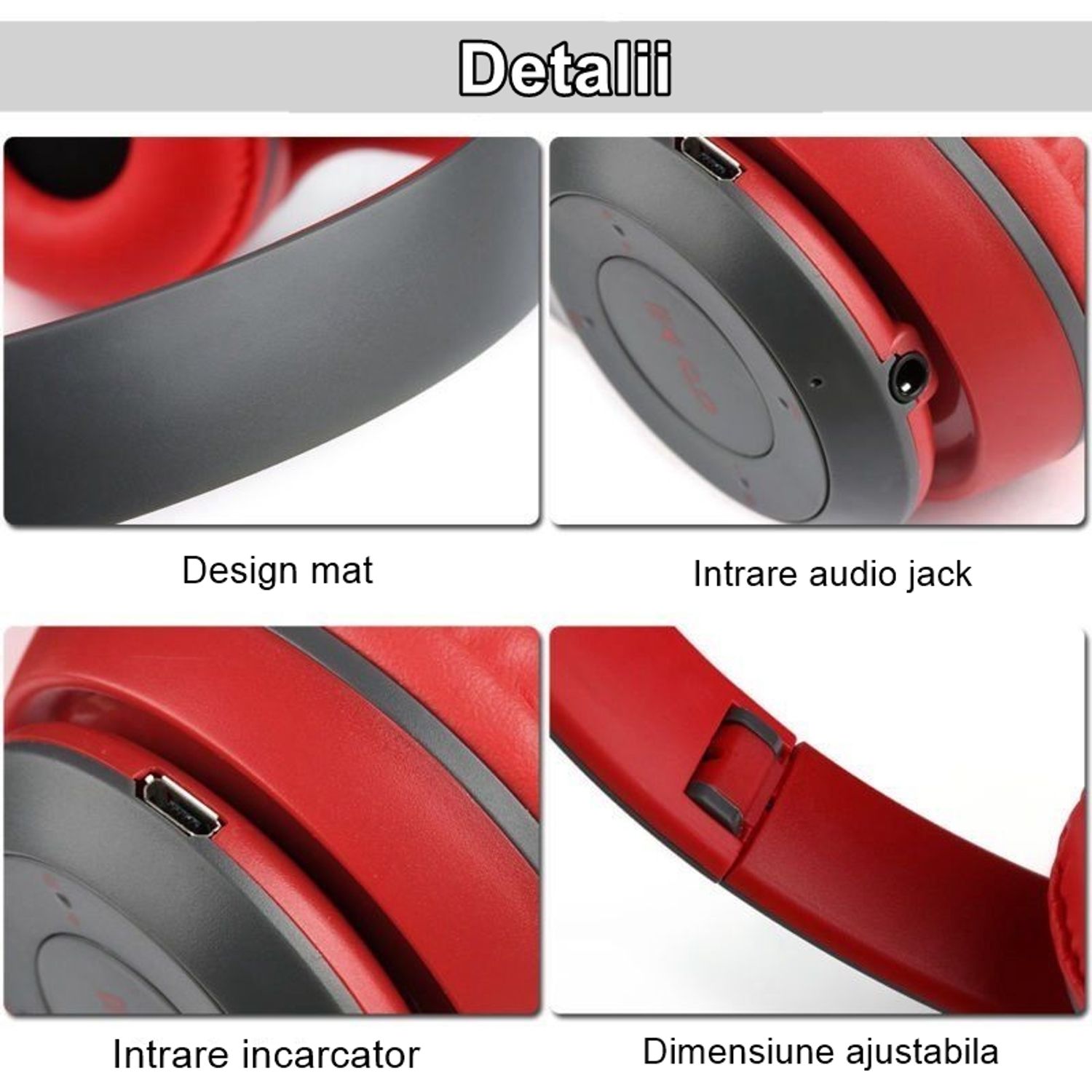 Casti bluetooth IdeallStore&reg; wireless, Street Style, 5.0, compatibile iOS si Android, gri fotografia produsului View 8 L