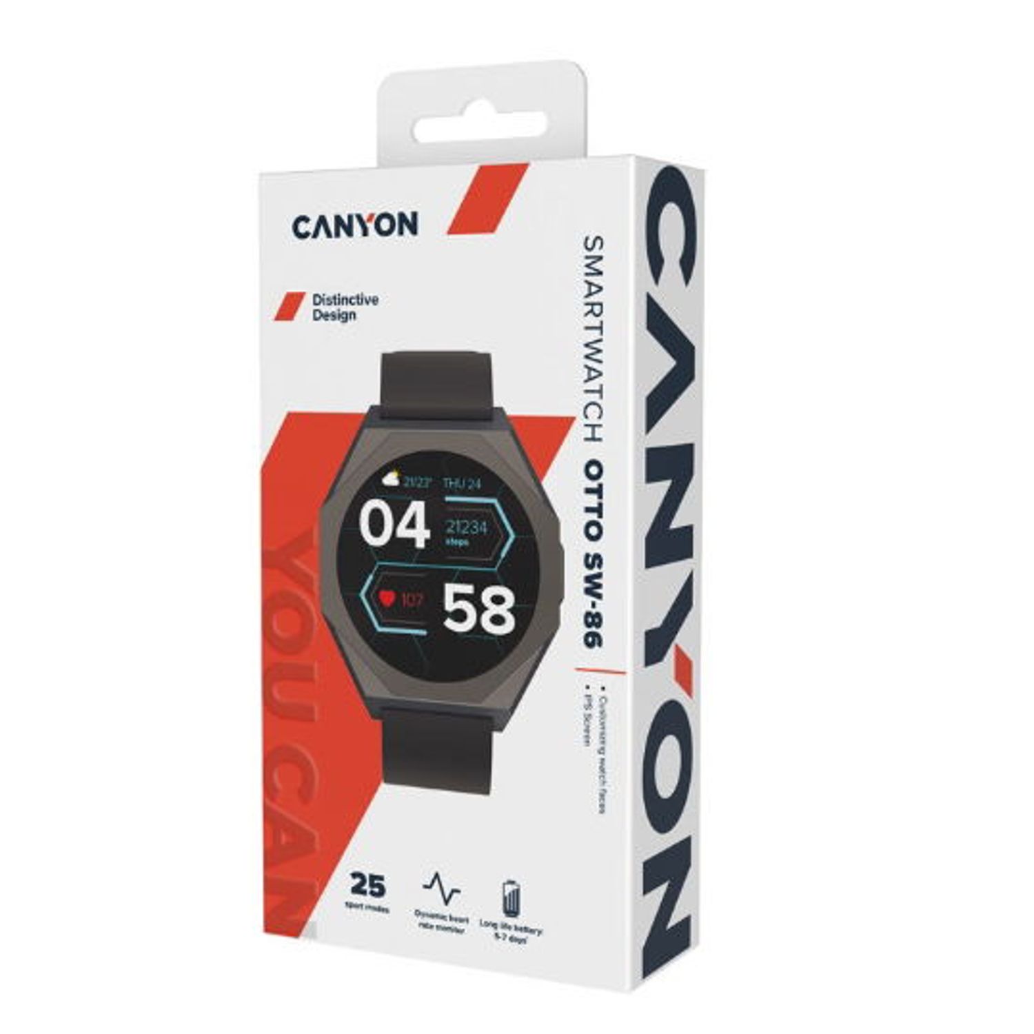 Smartwatch Canyon Otto SW-86, LCD 1.3", Bluetooth (Negru) fotografia produsului View 7 L