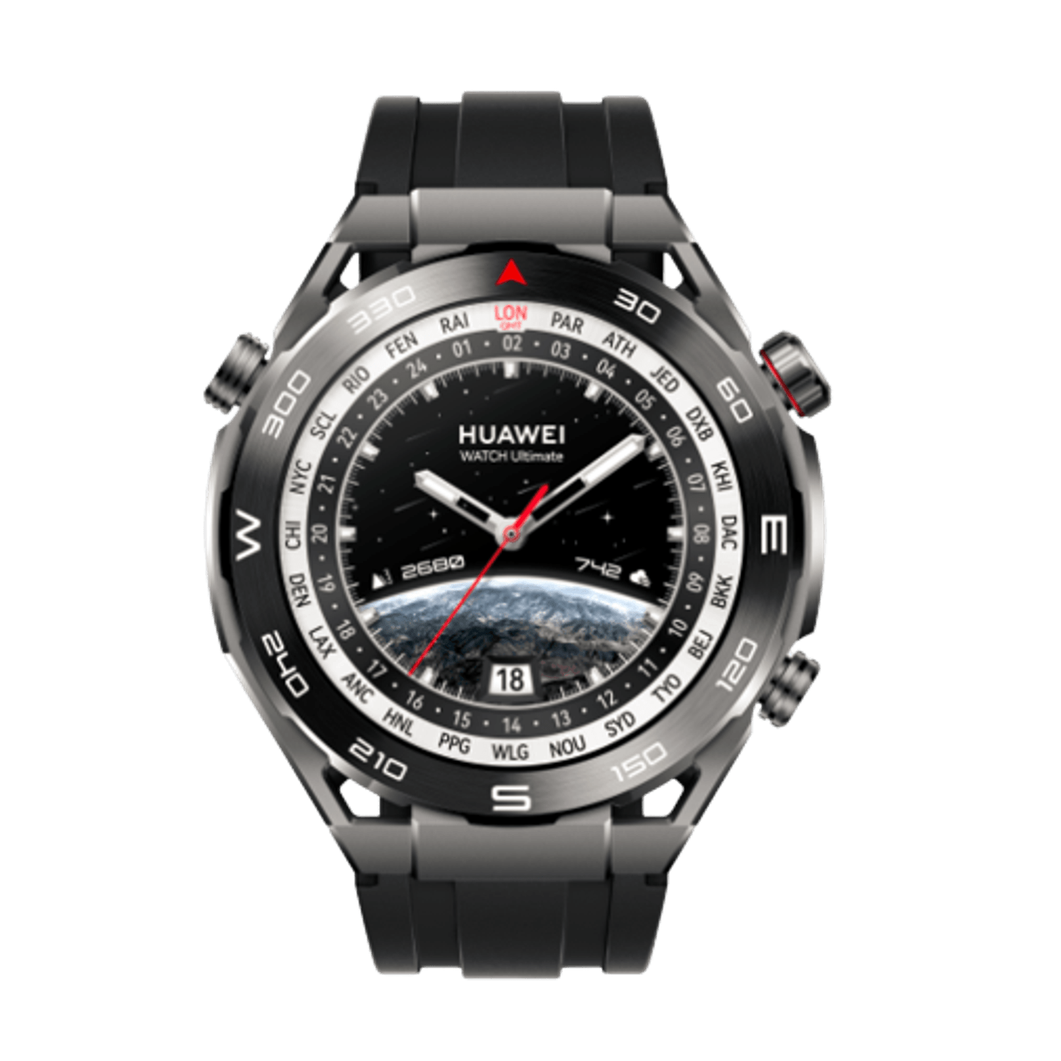 Smartwatch Huawei Watch Ultimate Expedition Black, Bratara silicon (Negru) fotografia produsului View 3 L