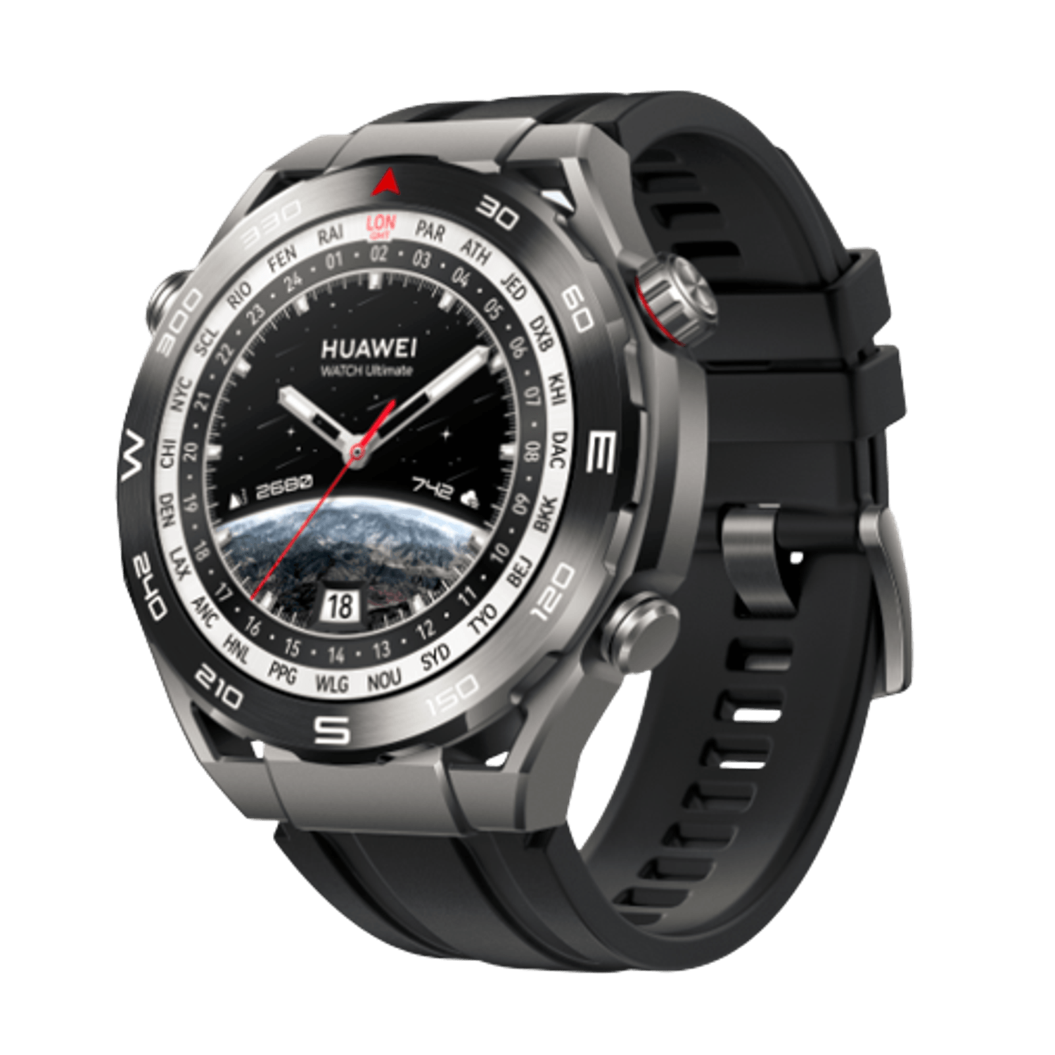 Smartwatch Huawei Watch Ultimate Expedition Black, Bratara silicon (Negru) fotografia produsului View 2 L