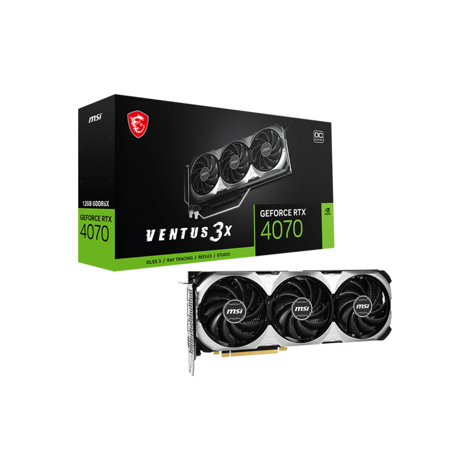 Placa video MSI GeForce RTX 4070 VENTUS 3X OC 12GB GDDR6X 192-bit fotografia produsului View 5 L