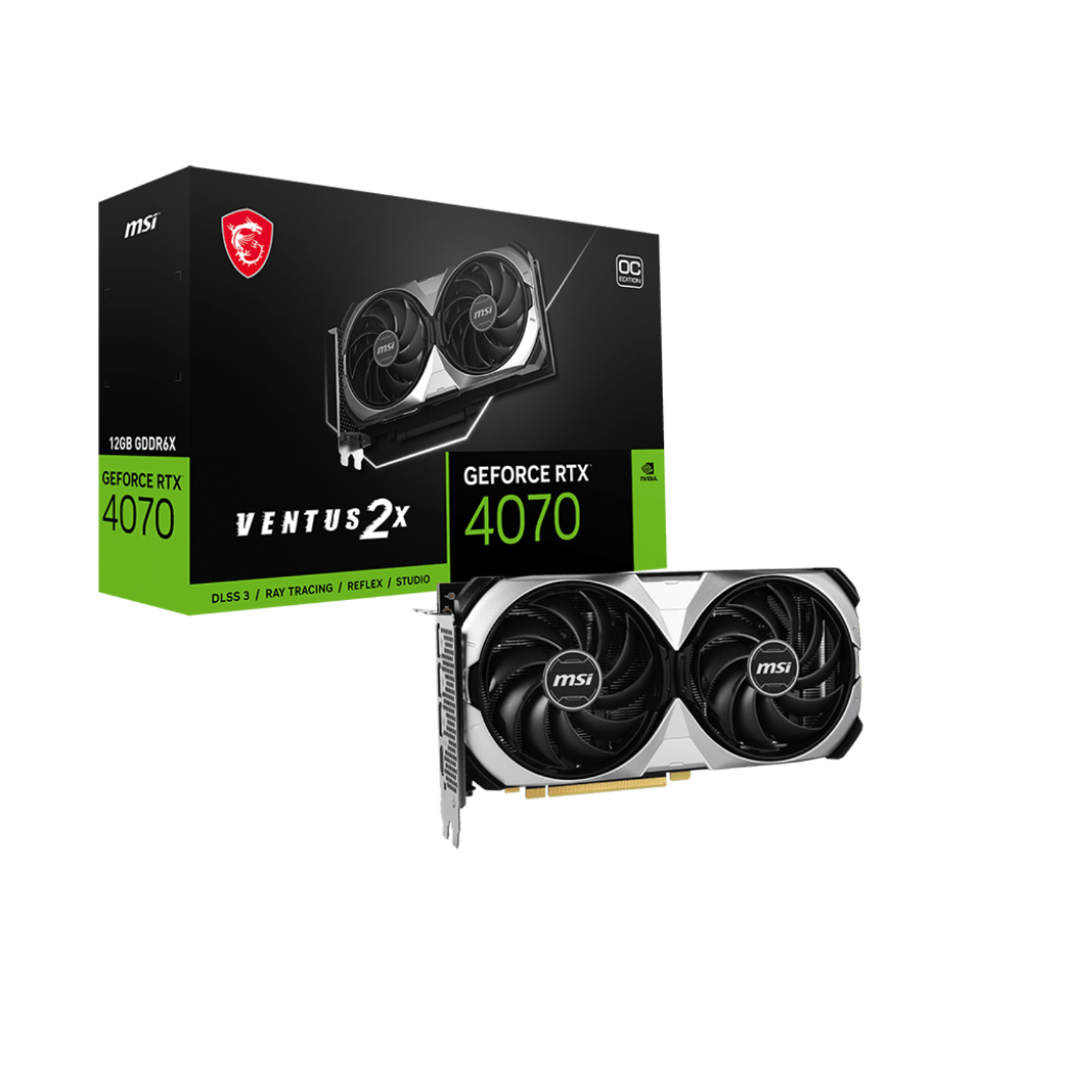 Placa video MSI GeForce RTX 4070 VENTUS 2X OC 12GB GDDR6X 192-bit fotografia produsului View 5 L