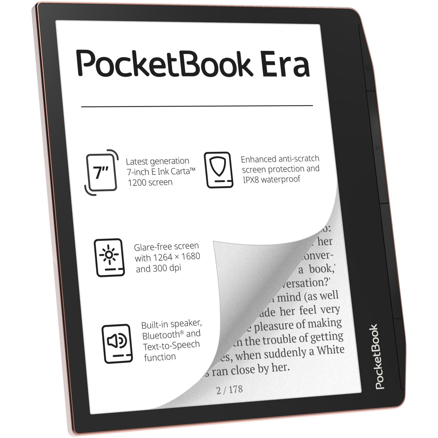 eBook Reader PocketBook Era, ecran tactil 7", E Ink Carta, 300dpi, Bluetooth, SMARTlight, IPX8 fotografia produsului View 3 L