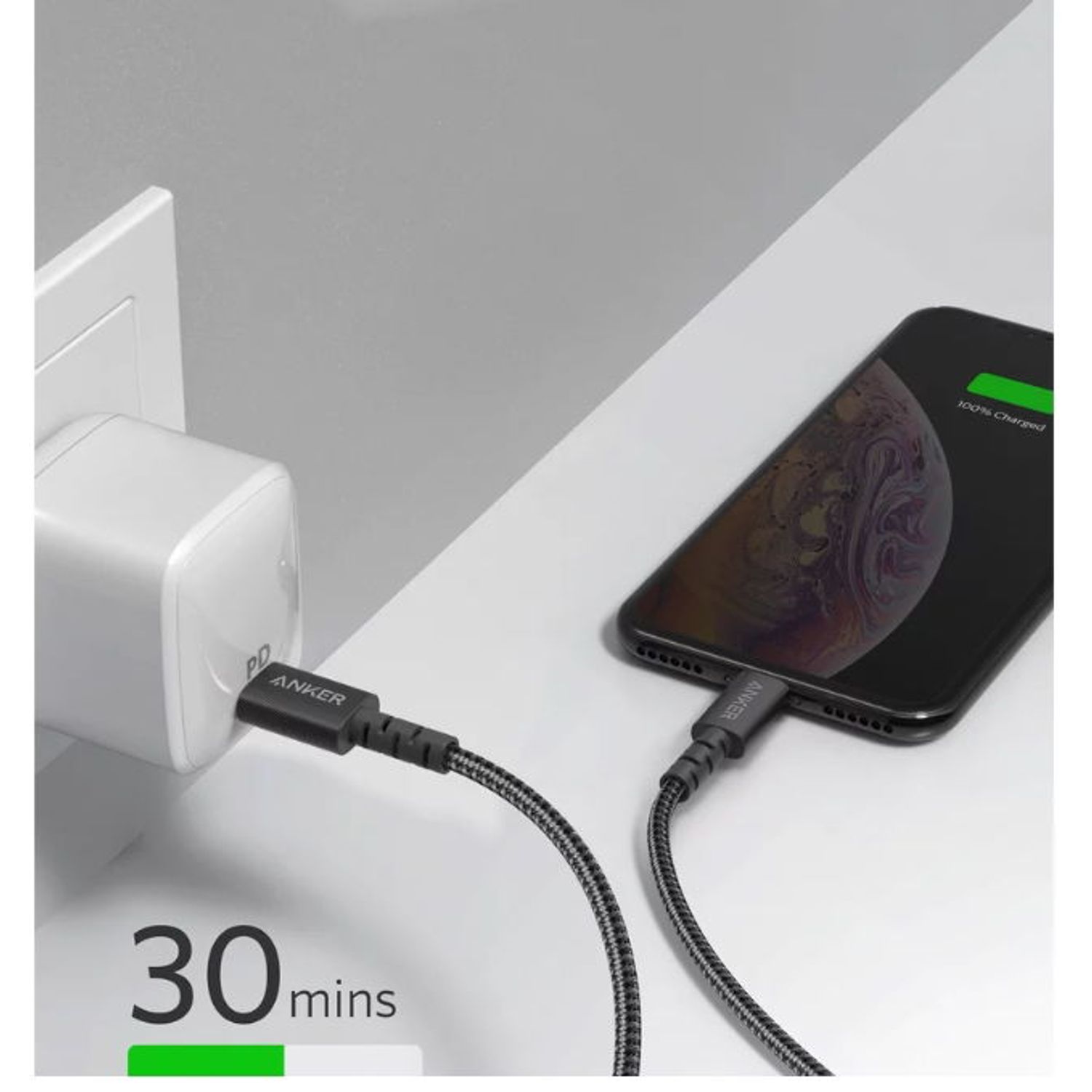 Cablu de date Anker PowerLine Select+ USB-C - Lightning, MFi 1.8m (Negru) fotografia produsului View 3 L