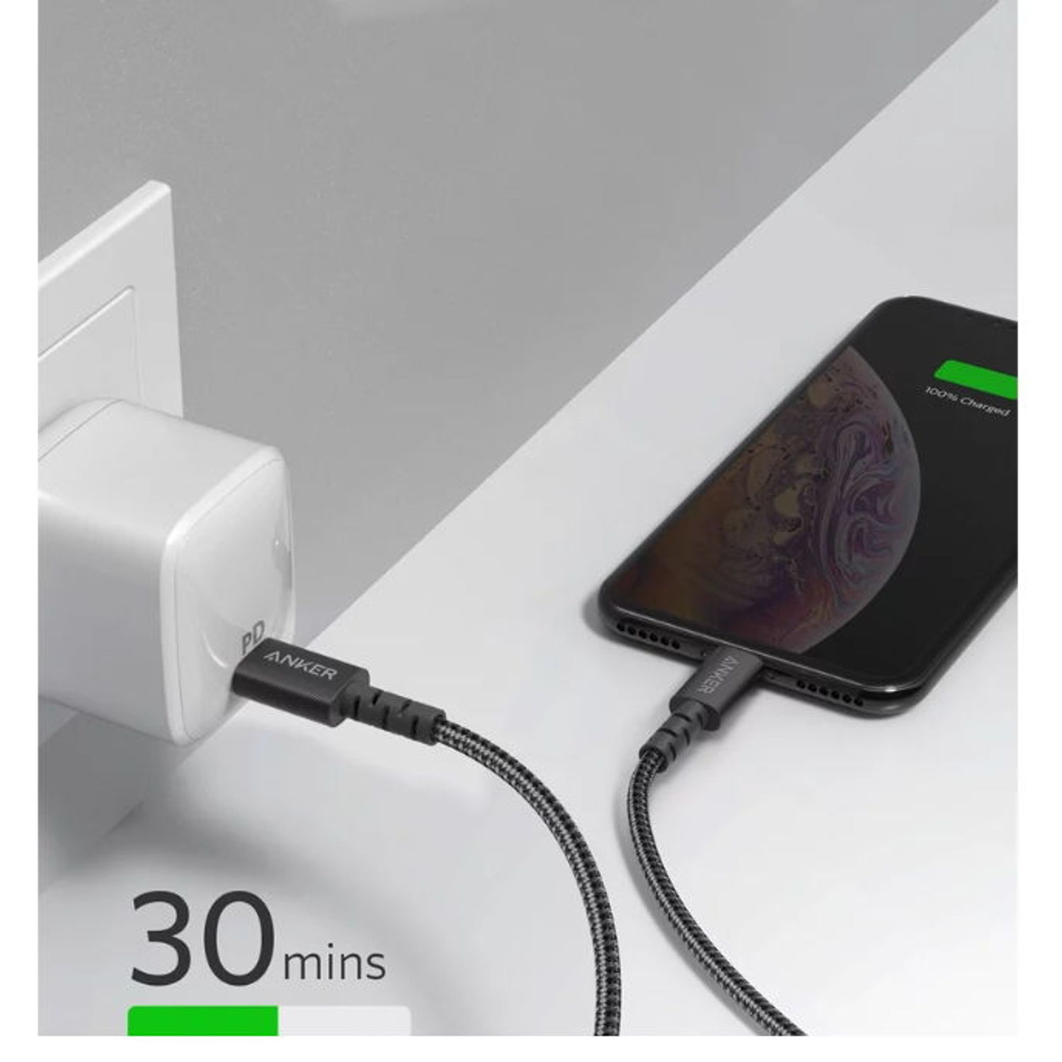 Cablu de date Anker PowerLine Select+ USB-C - Lightning, MFi 1.8m (Alb) fotografia produsului View 2 L