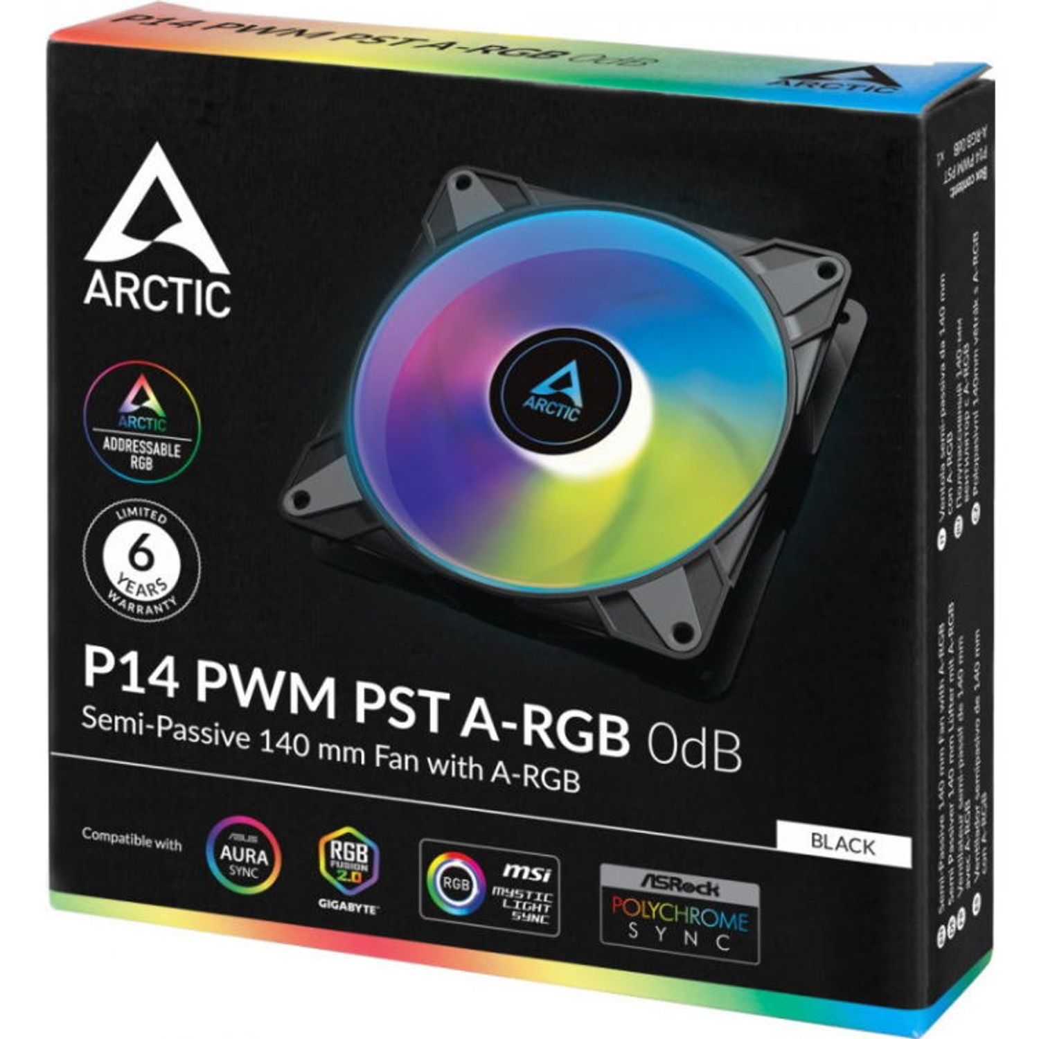 Ventilator Arctic P14 PWM PST aRGB, 140 mm, 1900 rpm (Negru) fotografia produsului View 4 L