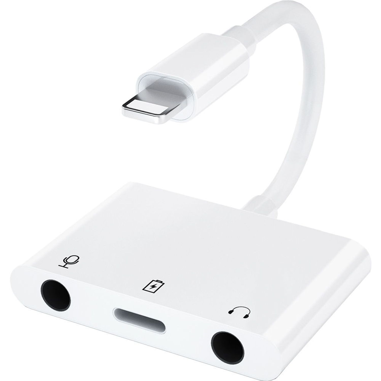 Adaptor STAR THT-008-1, Lightning - 2 x Jack 3.5mm/Lightning (Alb) fotografia produsului