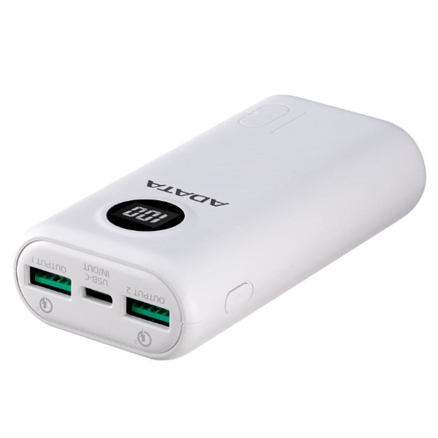 Acumulator extern ADATA AP10000QCD-DGT-CWH, 10000mAh, 2x USB A, 1x USB C (Alb) fotografia produsului View 2 L
