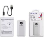 Acumulator extern ADATA AP10000QCD-DGT-CWH, 10000mAh, 2x USB A, 1x USB C (Alb) fotografia produsului View 4 S