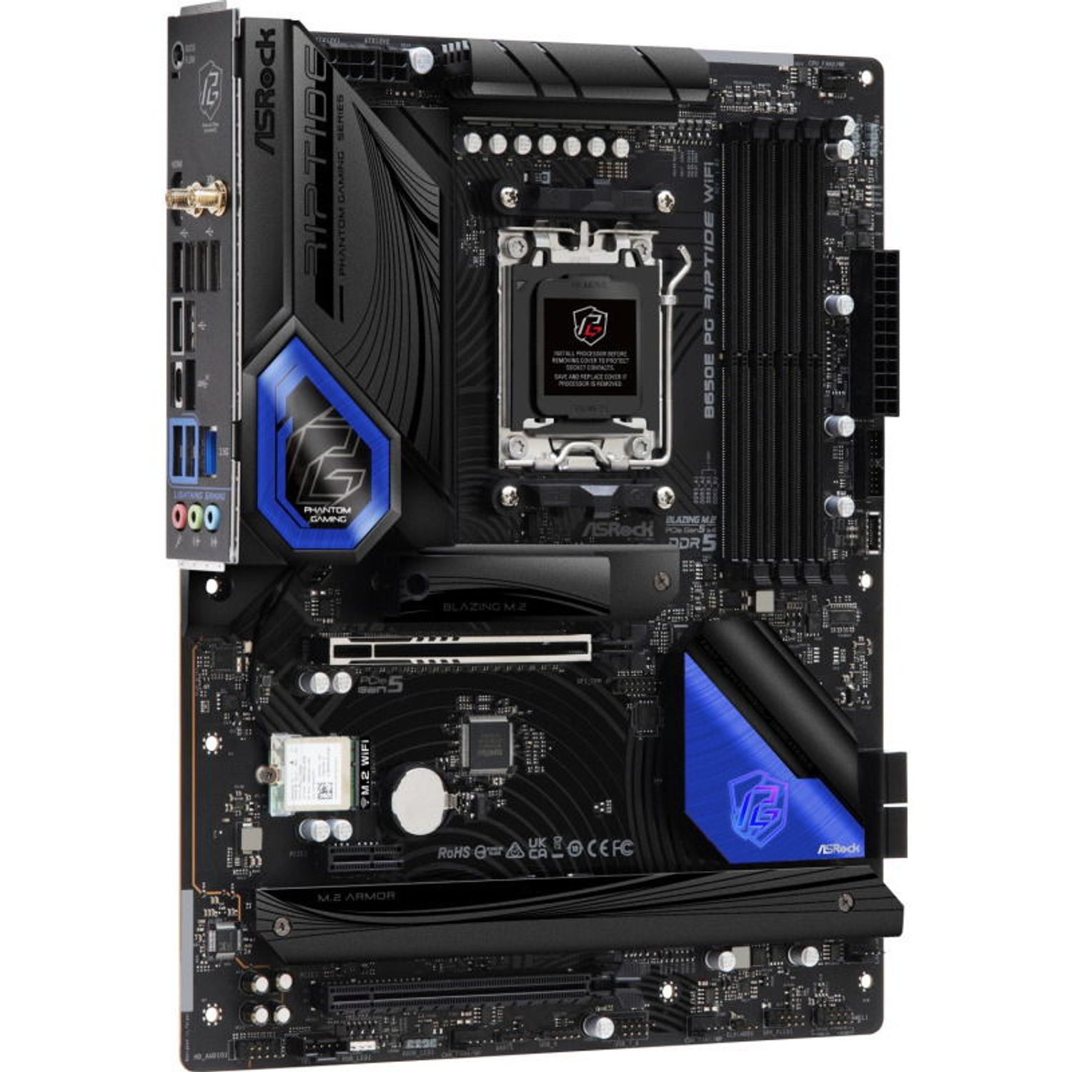 Placa de baza ASRock B650E PG RIPTIDE WIFI, AM5, AMD B650, ATX fotografia produsului View 2 L