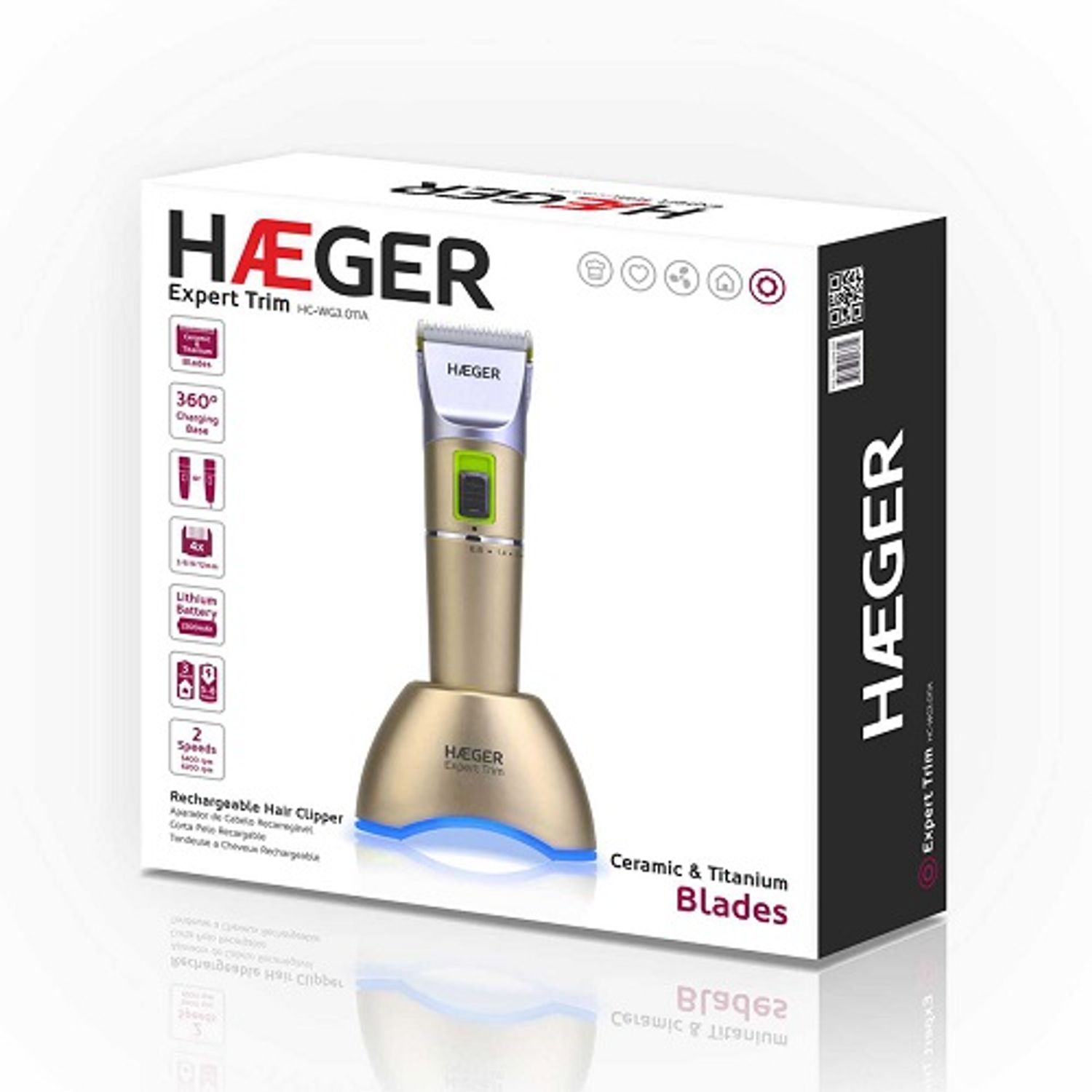 Masina de tuns profesionala HAEGER EXPERT TRIM HC-WG3.011A, stand incarcare, display digital, Bej fotografia produsului View 6 L