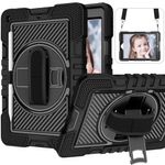Husa de protectie 360 compatibila cu iPad 9.7 (2017   2018), curea de umar inclusa, Negru fotografia produsului