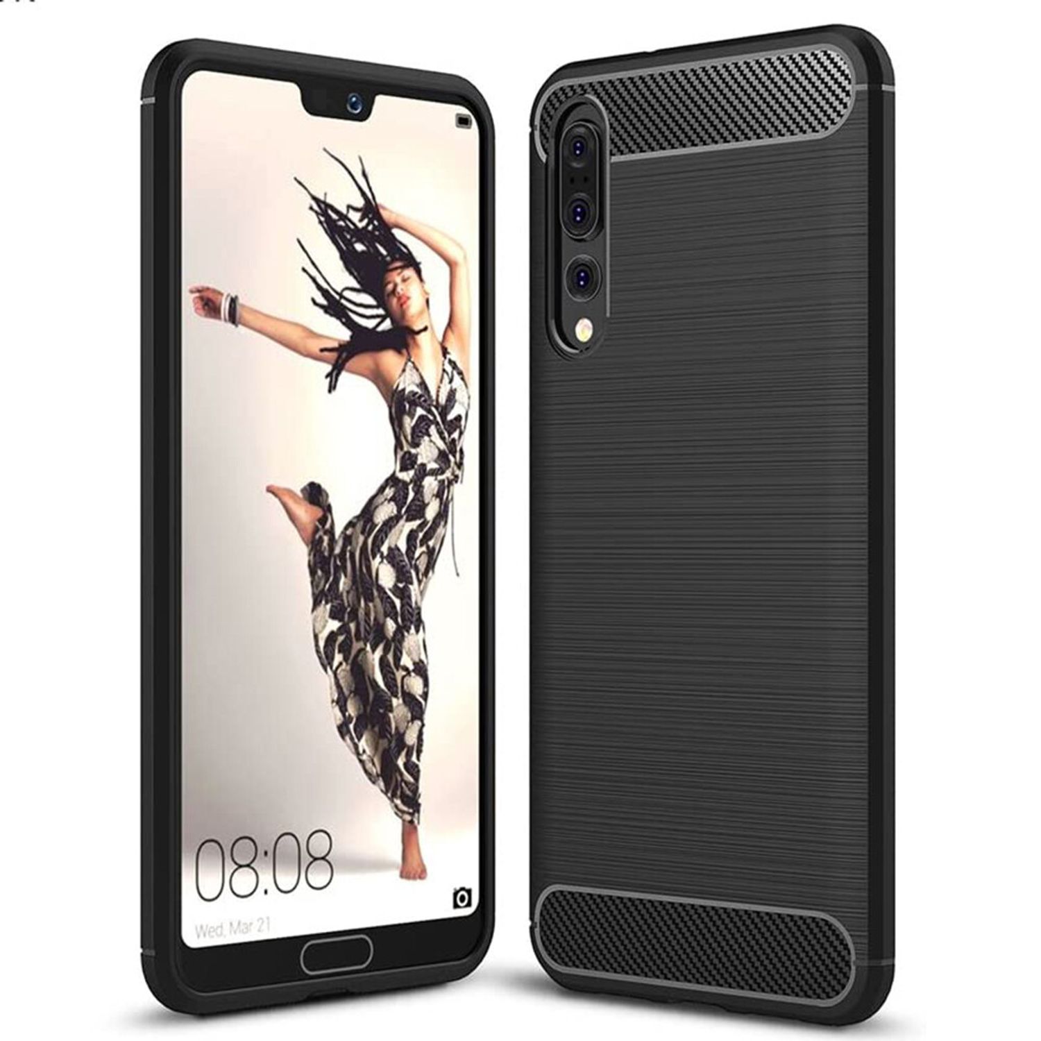 Husa din silicon pentru Huawei P20 Pro, Techsuit - Negru fotografia produsului