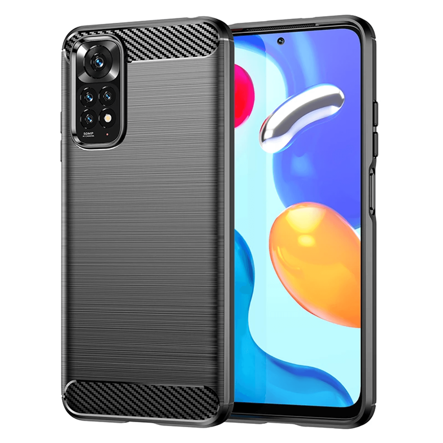 Husa din silicon, Carbon Silicone pentru Xiaomi Redmi Note 11   Note 11S, Negru fotografia produsului