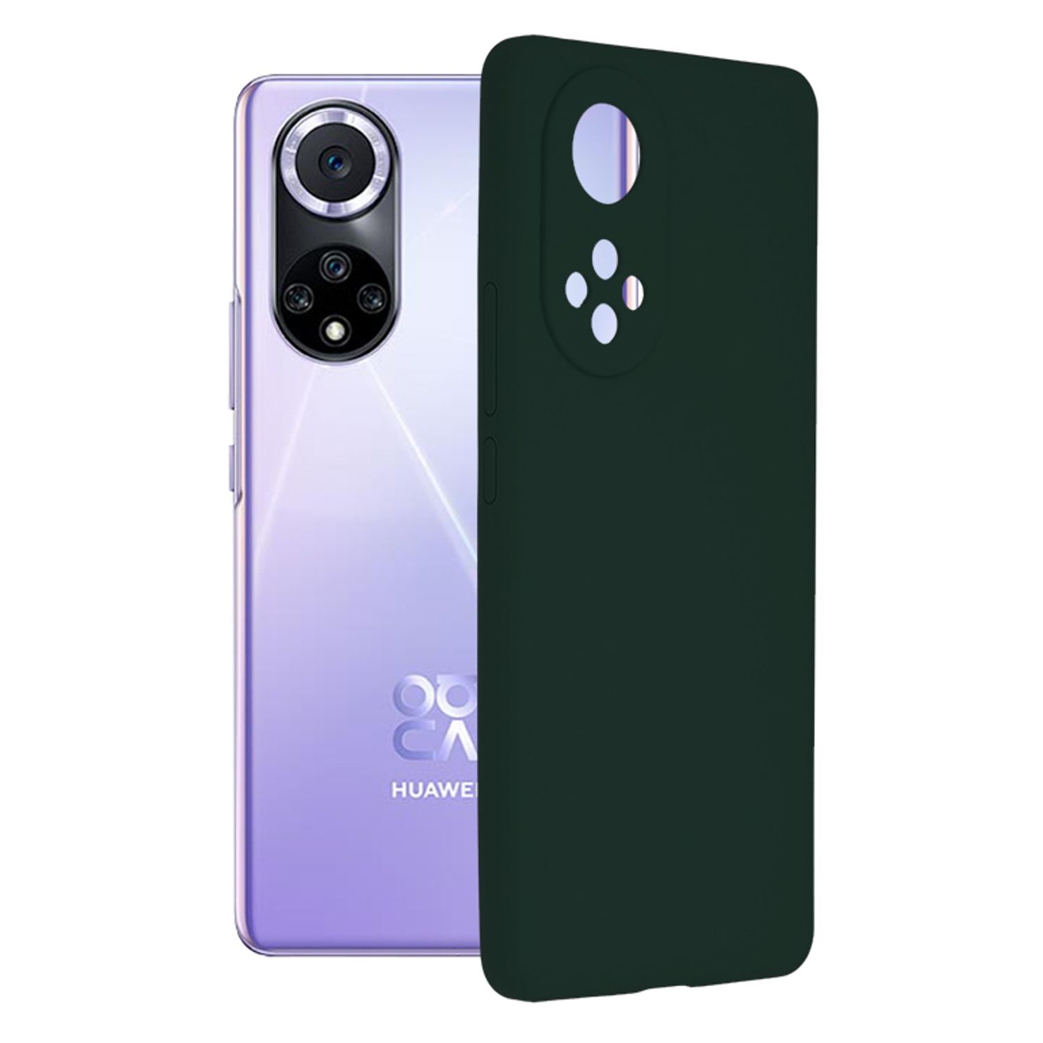 Husa din silicon compatibila cu Huawei Nova 9   Honor 50, Verde inchis fotografia produsului