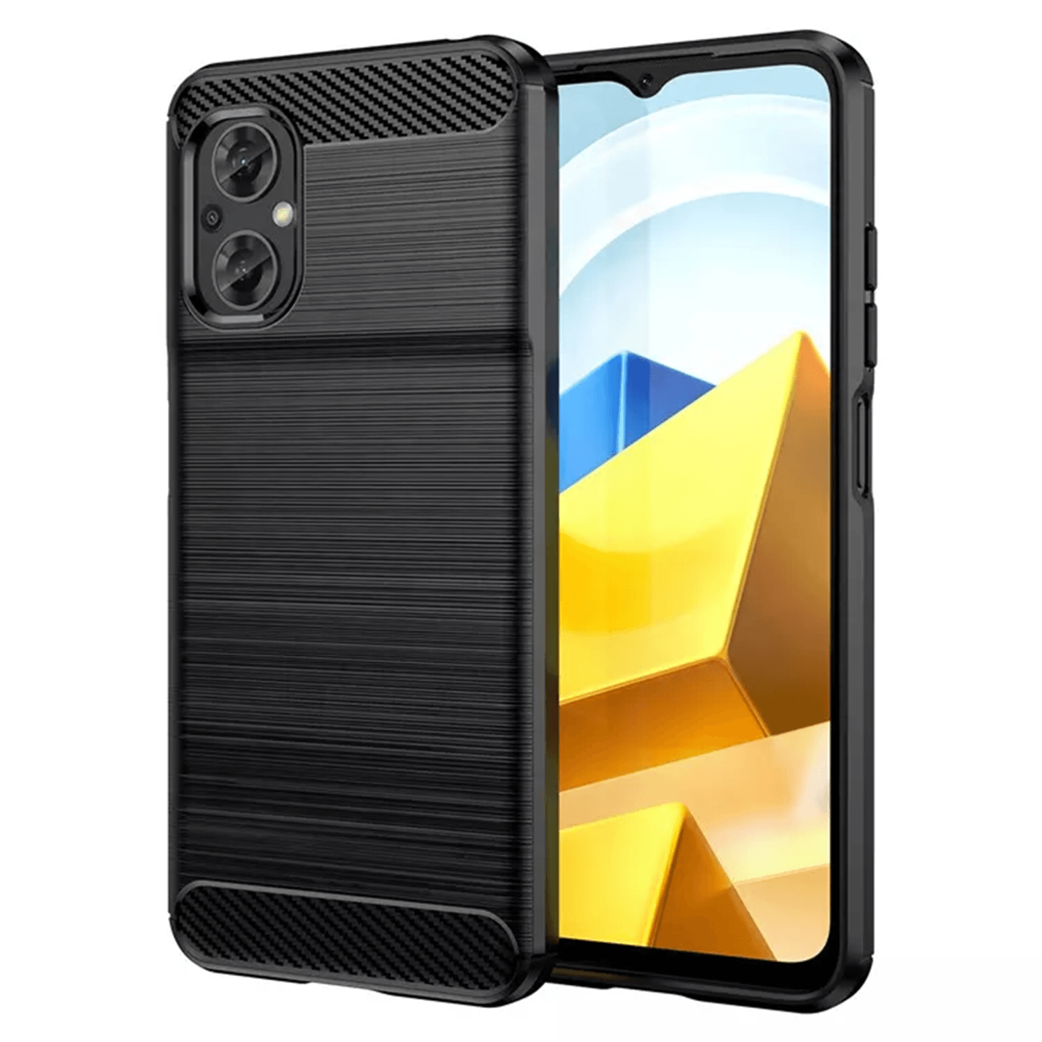Husa de protectie Carbon Silicone compatibila cu Xiaomi Poco M5, Negru fotografia produsului