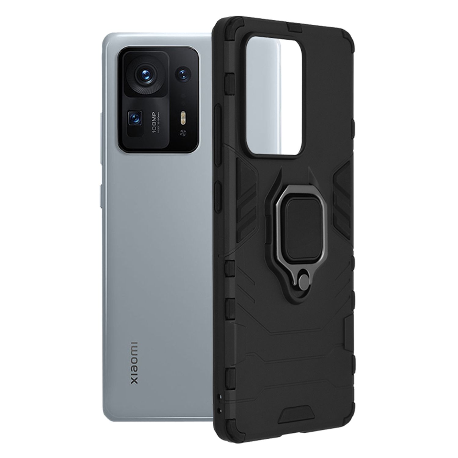 Husa de protectie Silicone Shield cu inel pentru Xiaomi Mix 4, Negru fotografia produsului