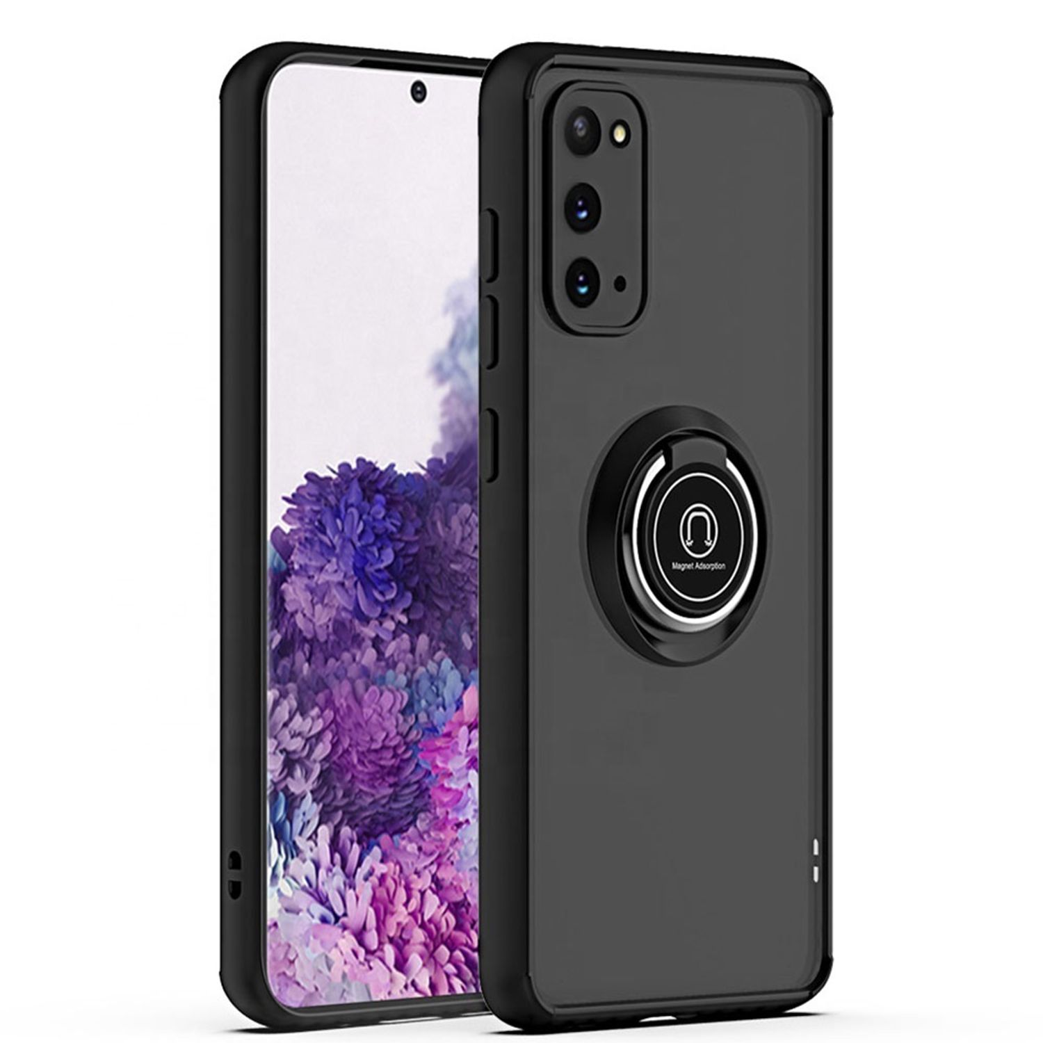 Husa cu inel reglabil si magnetic compatibila cu Realme 7 Pro, negru fotografia produsului