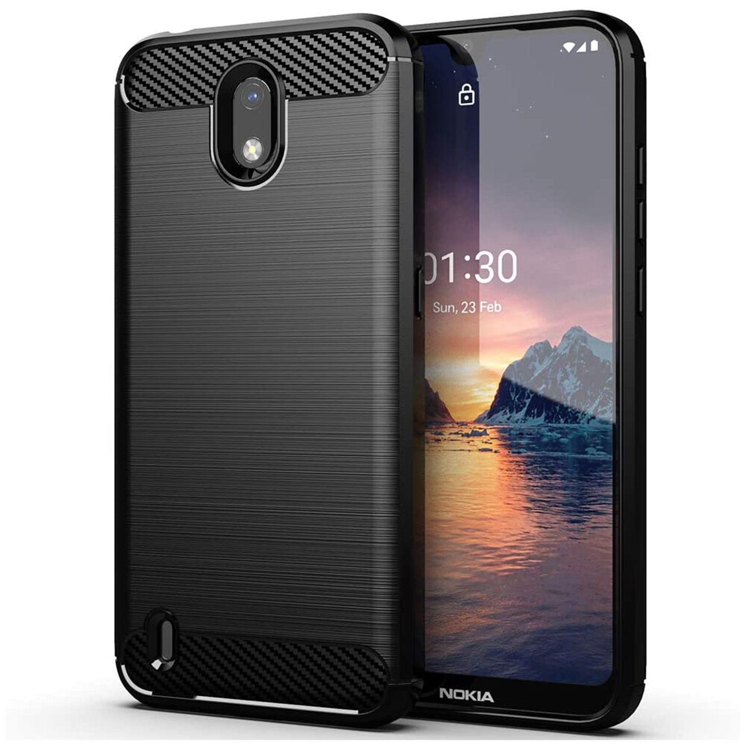 Husa premium din poliuretan compatibil cu Nokia 1.3, Negru fotografia produsului