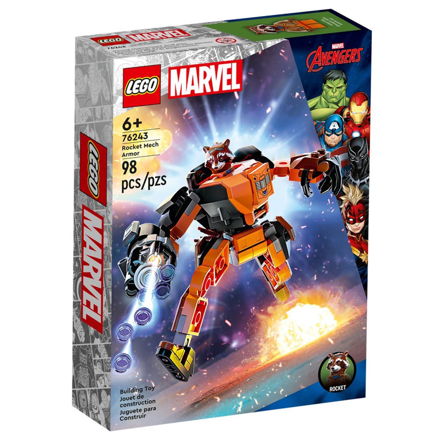 Set de construit LEGO    Marvel Super Heroes, Robot Rocket, 98 piese fotografia produsului