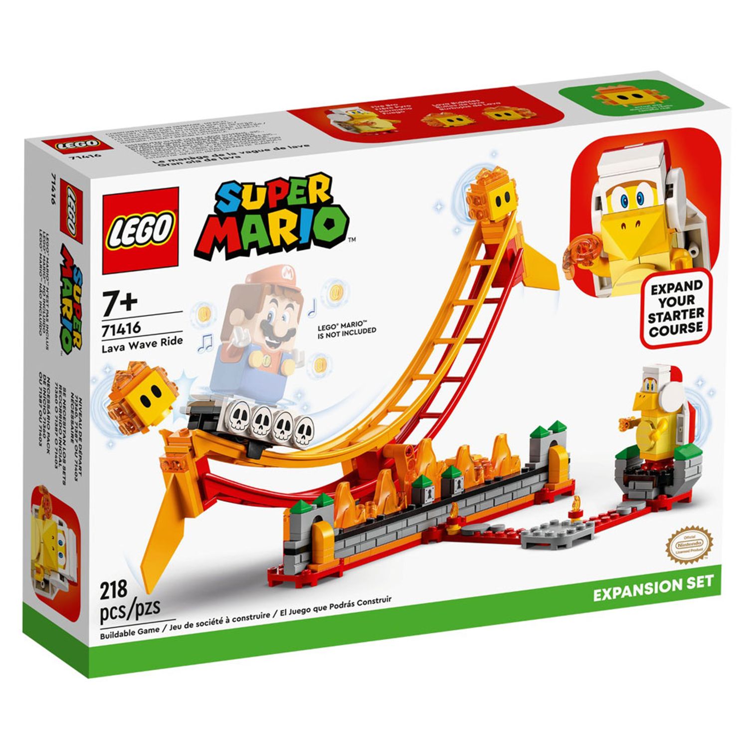 Set de construit LEGO    Super Mario, Set de extindere - Valul de lava, 218 piese fotografia produsului