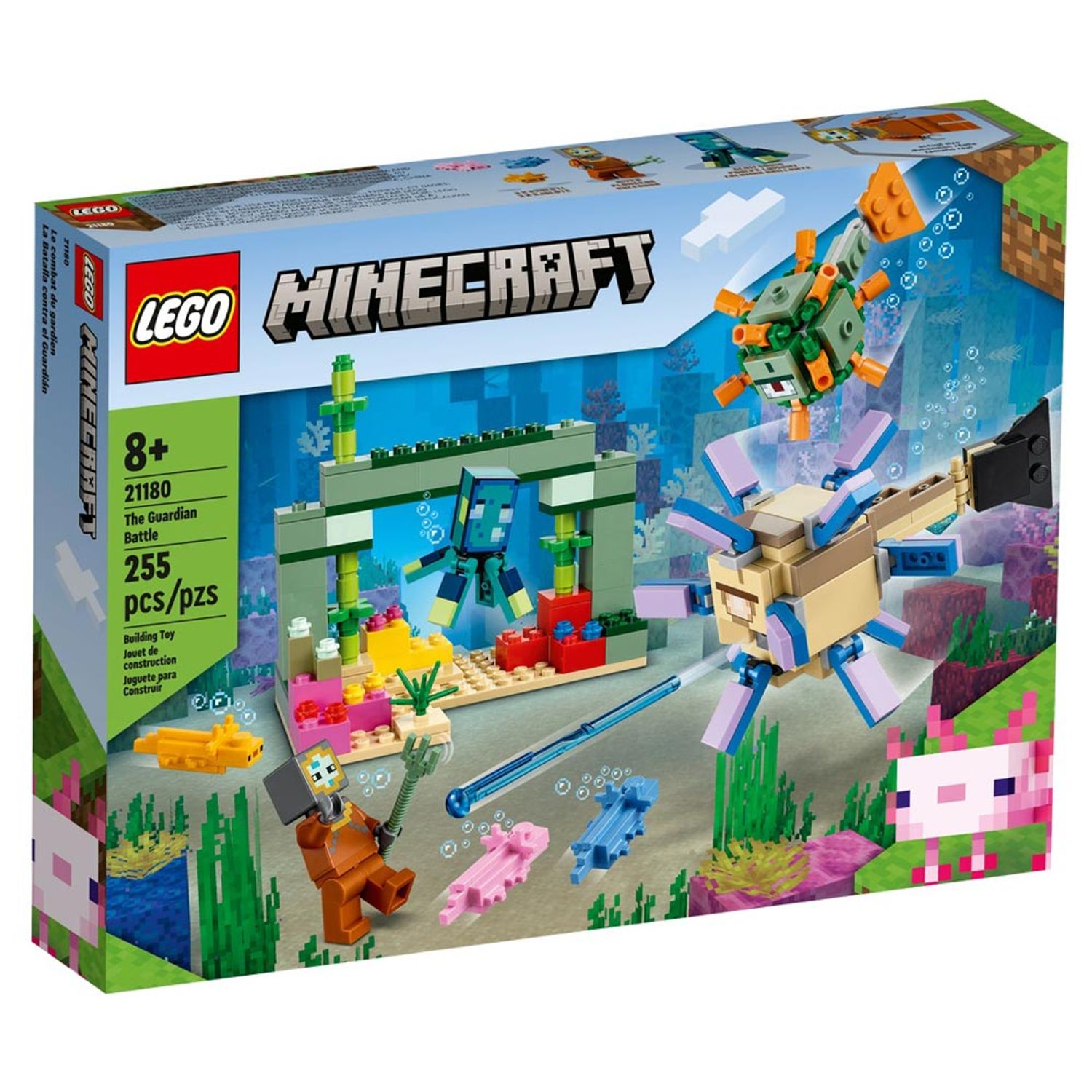 Set de construit LEGO    Minecraft, Duelul cu Gardianul, 255 piese fotografia produsului