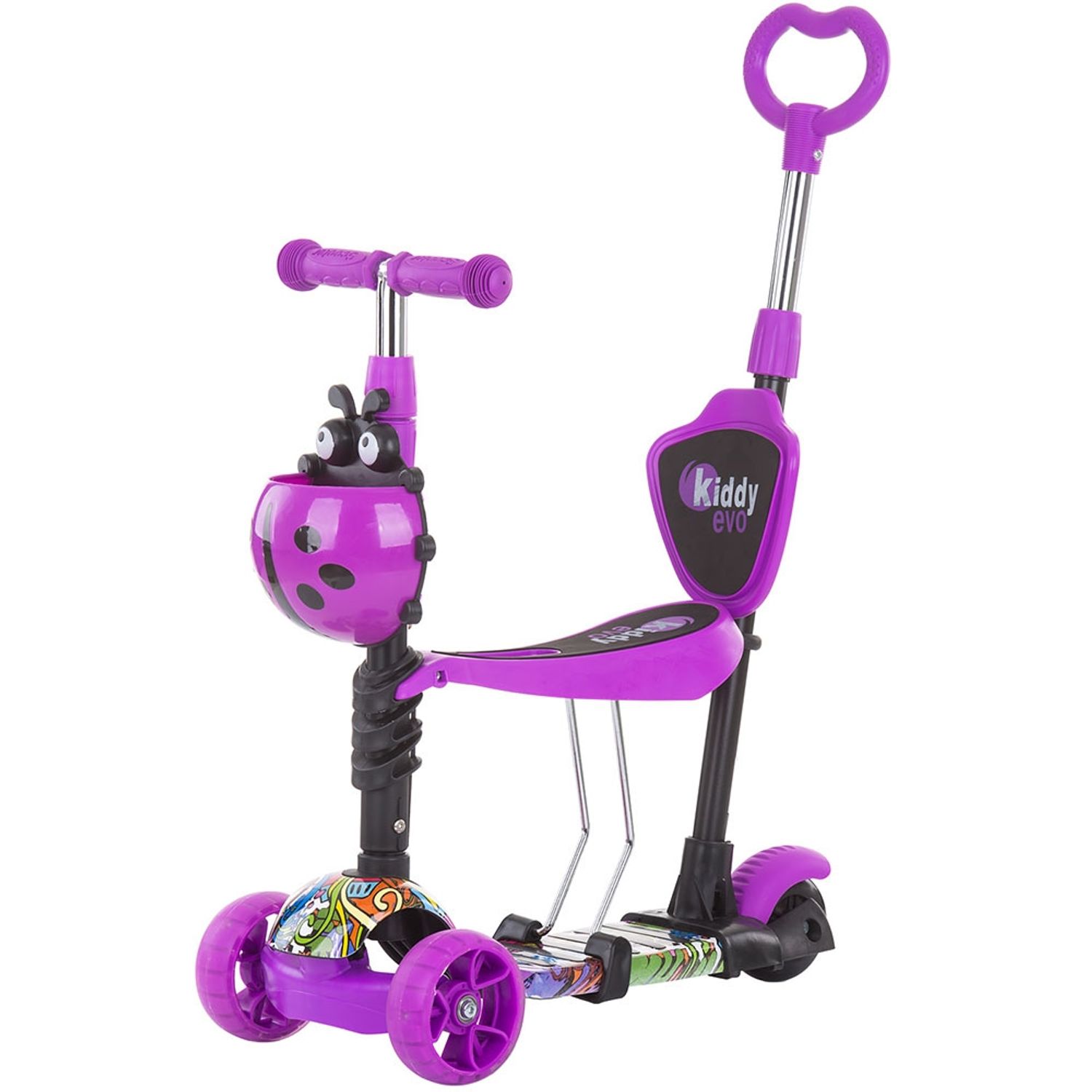 Trotineta Chipolino Kiddy Evo 3 in 1 cu maner purple graffiti fotografia produsului