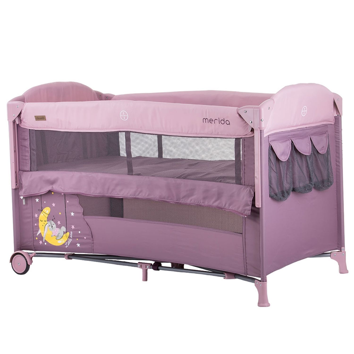 Patut pliabil Chipolino Merida blush cu laterala culisanta fotografia produsului