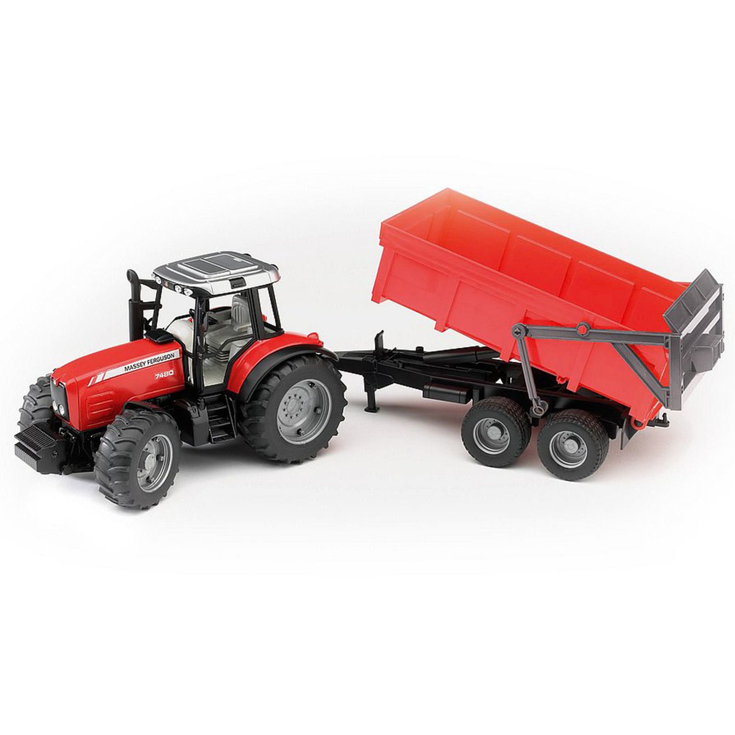Tractor Massey Ferguson 7480 Cu Remorca Basculabila, Bruder fotografia produsului