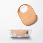 Baveta bebelusi Miniware Roll  Lock, 100% din silicon alimentar, Toffee fotografia produsului
