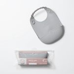 Baveta bebelusi Miniware Roll  Lock, 100% din silicon alimentar, Grey fotografia produsului