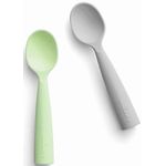 Set de lingurite bebelusi Miniware, 100% silicon alimentar, Grey+Keylime fotografia produsului