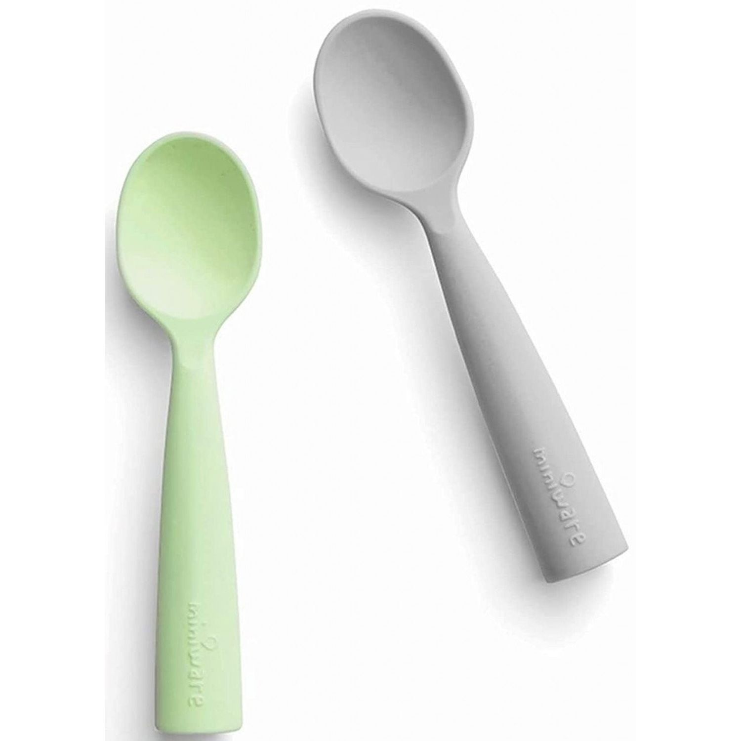 Set de lingurite bebelusi Miniware, 100% silicon alimentar, Grey+Keylime fotografia produsului