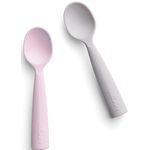 Set de lingurite bebelusi Miniware, 100% silicon alimentar, Grey+Cotton candy fotografia produsului