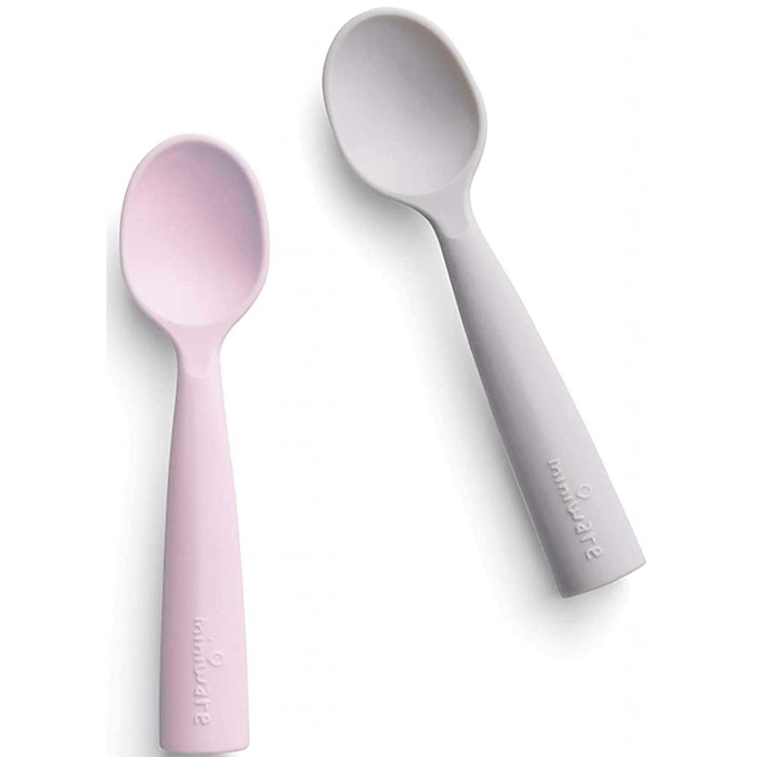 Set de lingurite bebelusi Miniware, 100% silicon alimentar, Grey+Cotton candy fotografia produsului