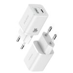 Incarcator DuxDucis, 2 iesiri, USB si Type-C, Alb fotografia produsului